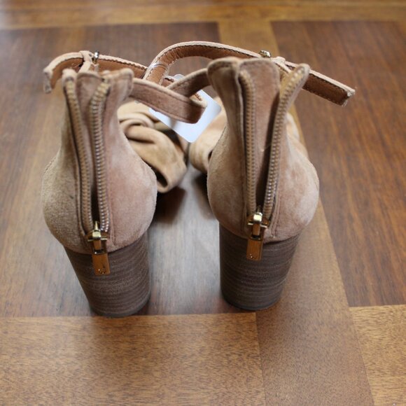 Lucky Brand Tan Knot Suede Stacked Heel Nacito Sandals - Picture 10 of 16